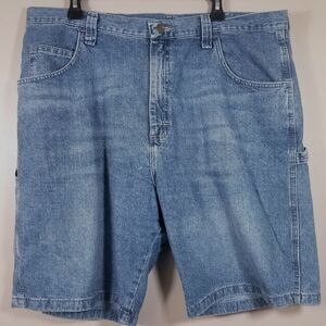 Wrangler Carpenter Shorts Mens 40 Blue Denim Hammer Loop Pockets Pants
